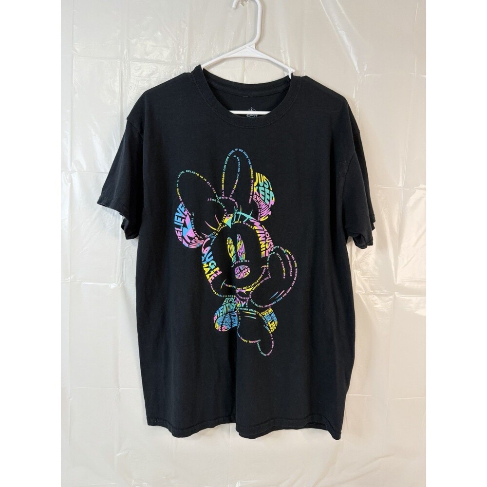 Disney Mickey Mouse T Shirt Mens Large Black Colorful Typography Graphic Tee L